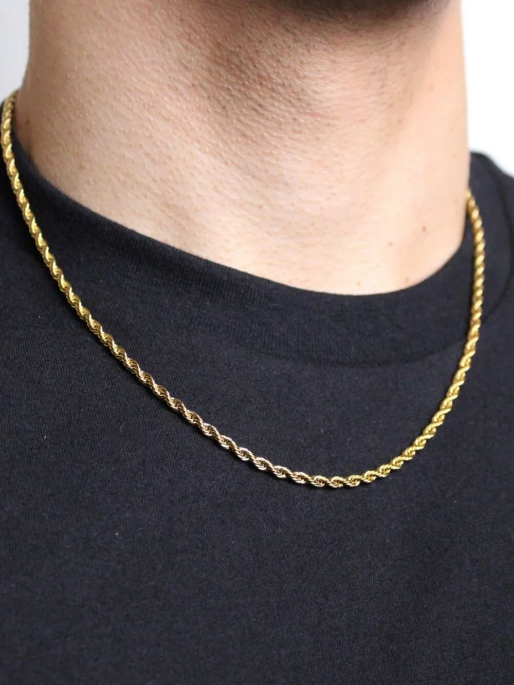 Gold 3mm Rope Chain Necklace 20